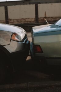 Aftermath of a car accident in Georgia where a driver was cited at the scene